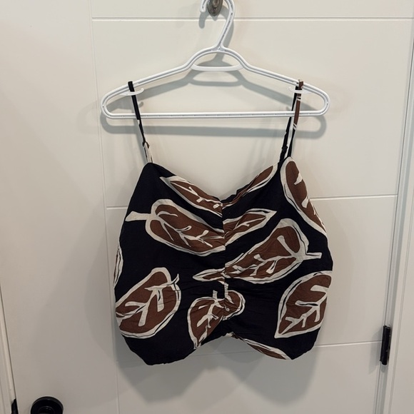 Livom Leaf Print Black and Brown crop Top size XXL - Picture 2 of 7